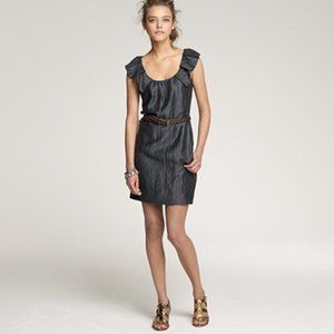 J CREW RUMPLED FLUTTER SLEEVE MERON DRESS